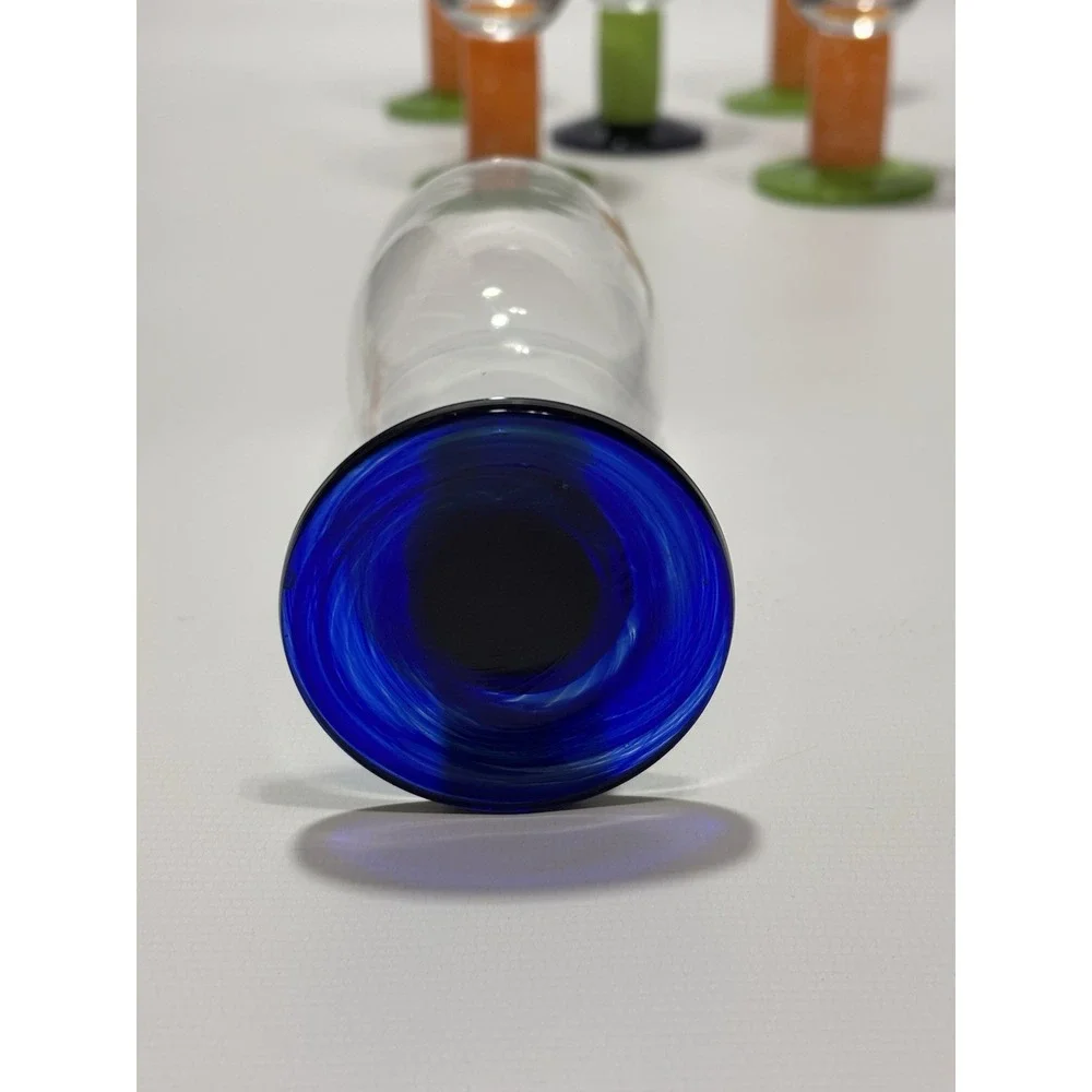 WMF Set of 6‎ Colorful Stemmed Wine Beer Tulip Glasses Unique Swirl Base